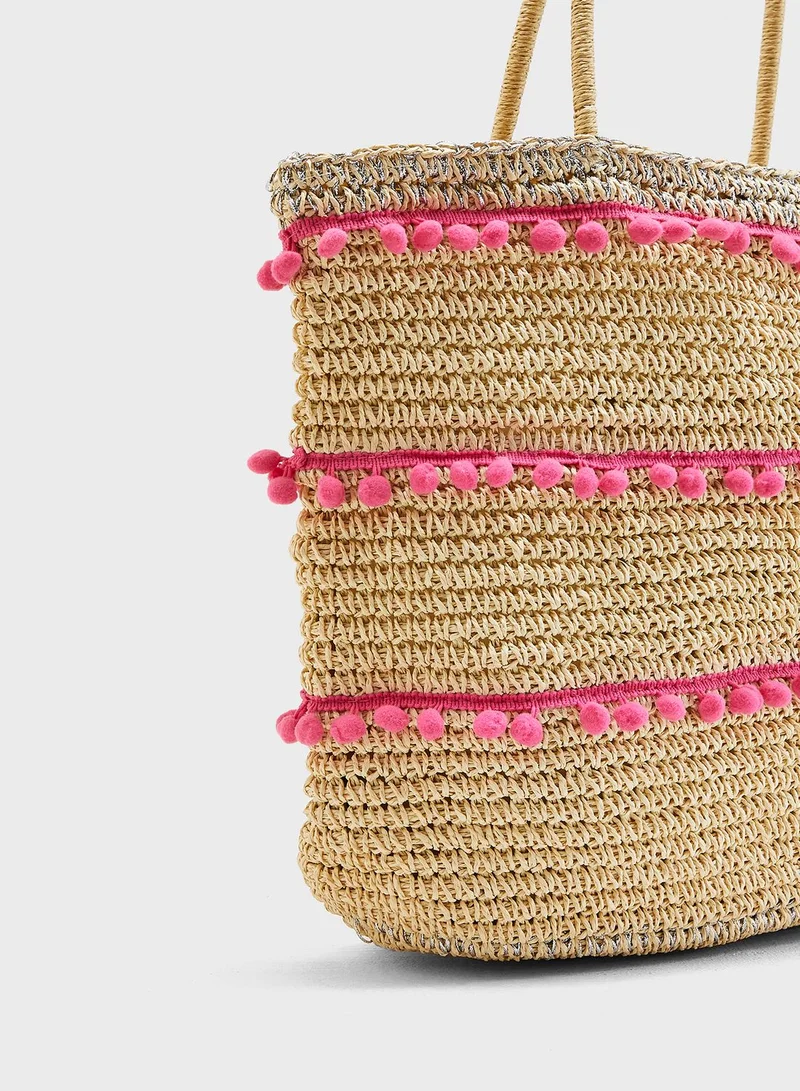 DOROTHY PERKINS Pom Trim Beach Shopper