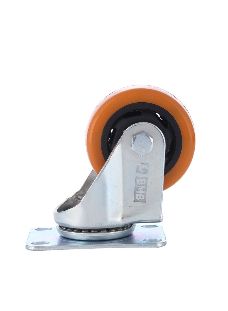 BMB tools 2-Piece 125mm Orange PVC Medium Duty Caster Double Ball Bearing - Swivel - Plate - Image 3