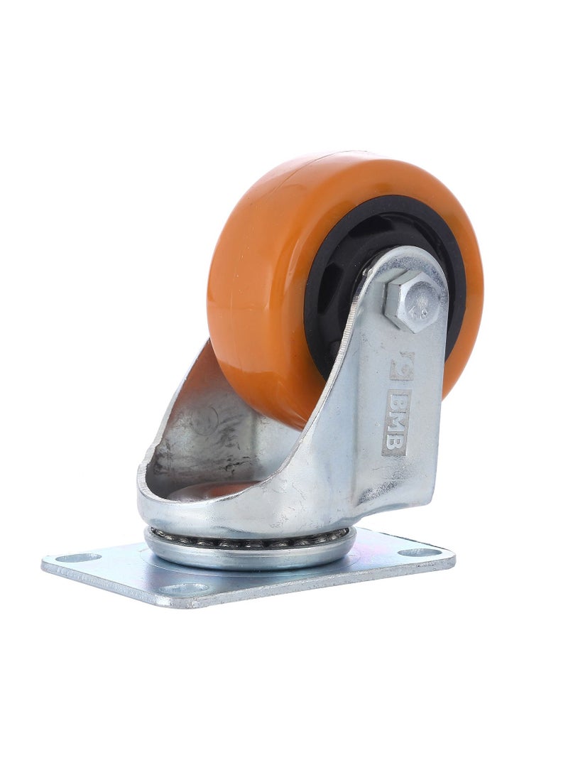 BMB tools 2-Piece 125mm Orange PVC Medium Duty Caster Double Ball Bearing - Swivel - Plate - Image 2