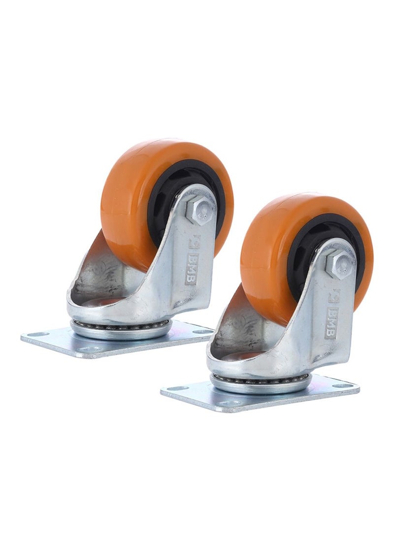 BMB tools 2-Piece 125mm Orange PVC Medium Duty Caster Double Ball Bearing - Swivel - Plate - Image 1