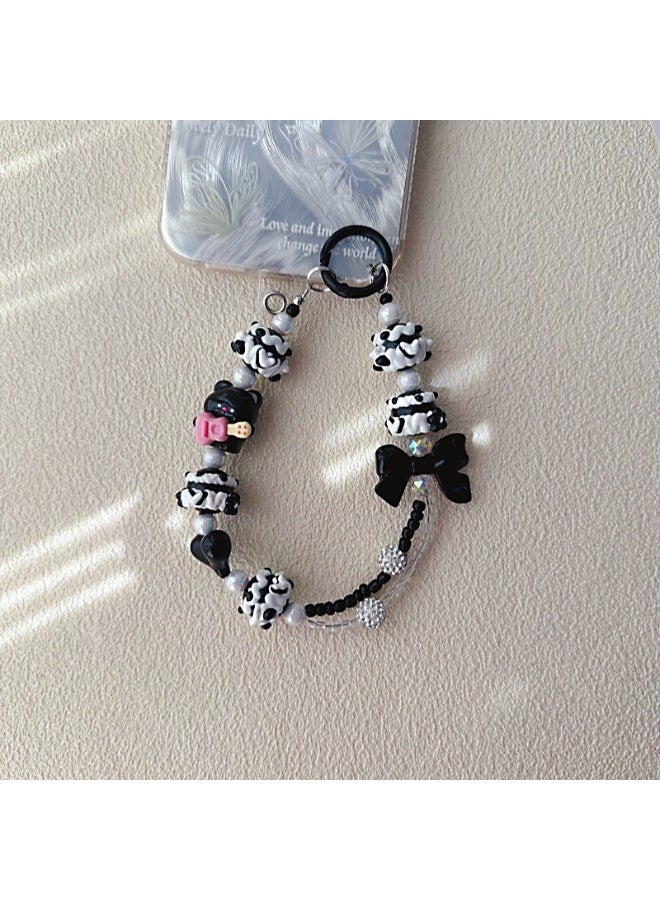 NIBEMINENT Phone Charm/ Chain Strap for Women Girls, Bows And Arrows Cartoon Cell Phone Case Lanyard Wrist Strap，Black