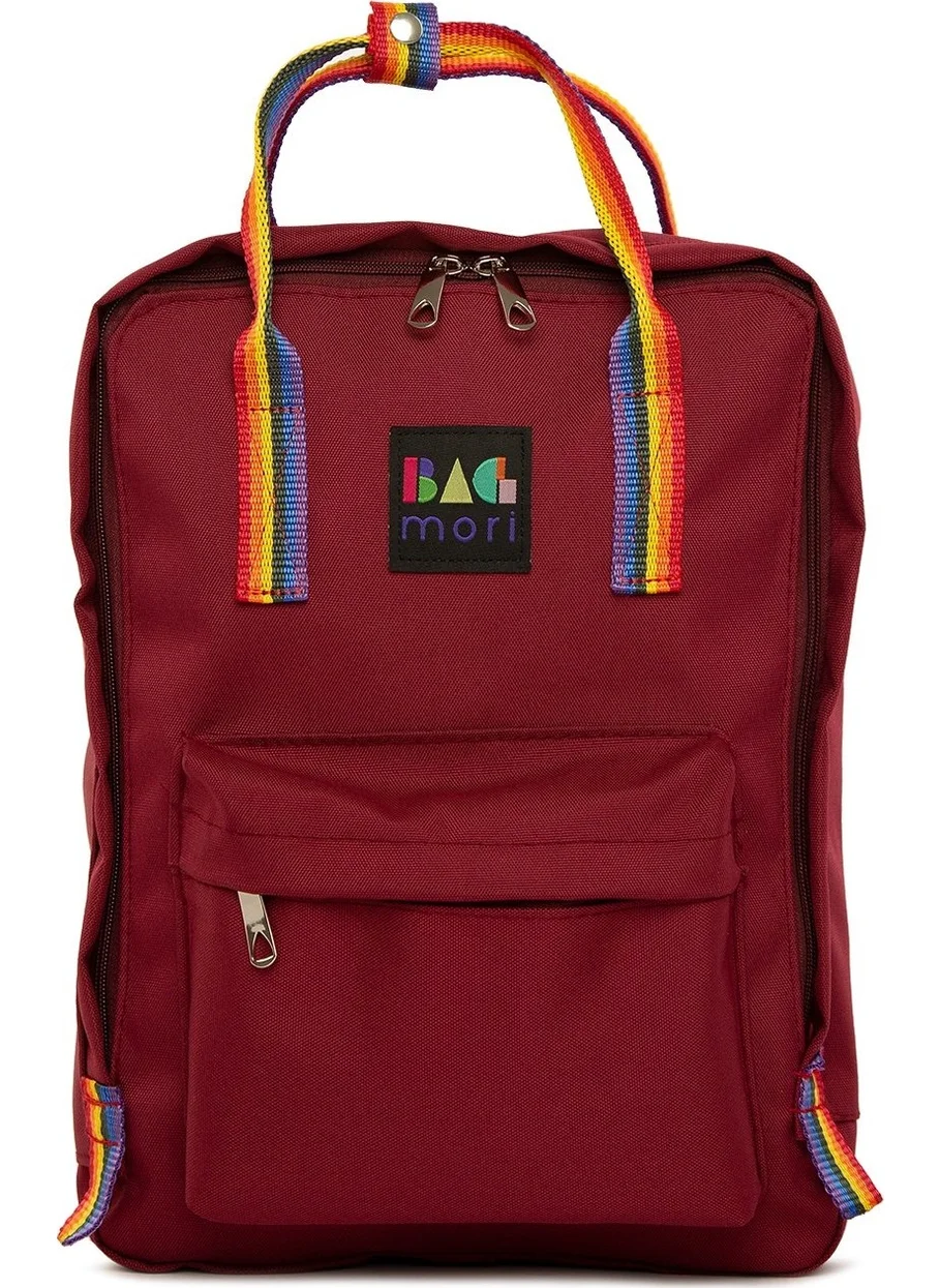 باجموري Women's Burgundy Colored Column Square Strap Adjustable Backpack
