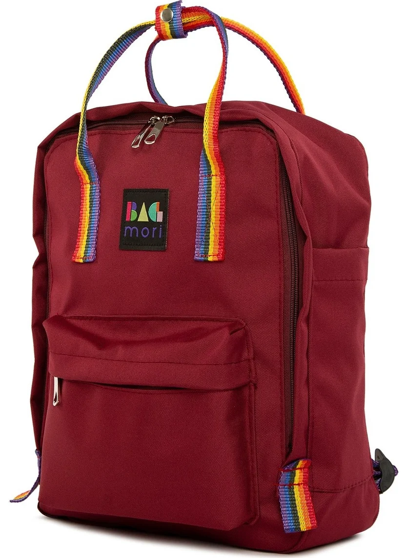 باجموري Women's Burgundy Colored Column Square Strap Adjustable Backpack