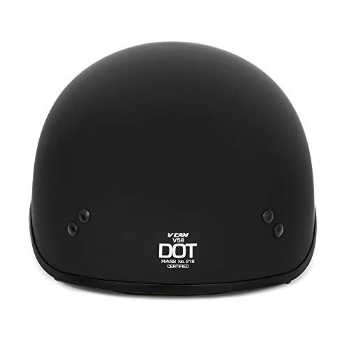 VCAN Cruiser Solid Flat Black Half Face Motorcycle Helmet with Drop-Down Sun Visor, Removable Peak and Quick Release Buckle (X-Small) - Image 5