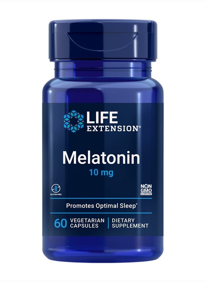 Life Extension Melatonin, 10 mg,Promotes Optimal Sleep 60 Vegetarian Capsules  - Image 1