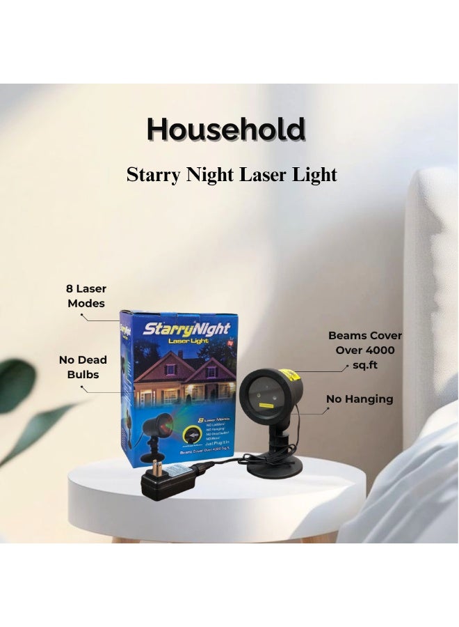إضاءة ليزر ليلية مرصعة بالنجوم | زينة خارجية وداخلية للأعياد والكريسماس، بألوان حمراء/بنفسجية (أو حمراء/خضراء)، مقاومة للماء، 8 أوضاع ليزر، تغطي مساحة تزيد عن 4000 قدم مربع، بدون مصابيح معطلة، مع جهاز تحكم عن بُعد وحامل. - Image 1
