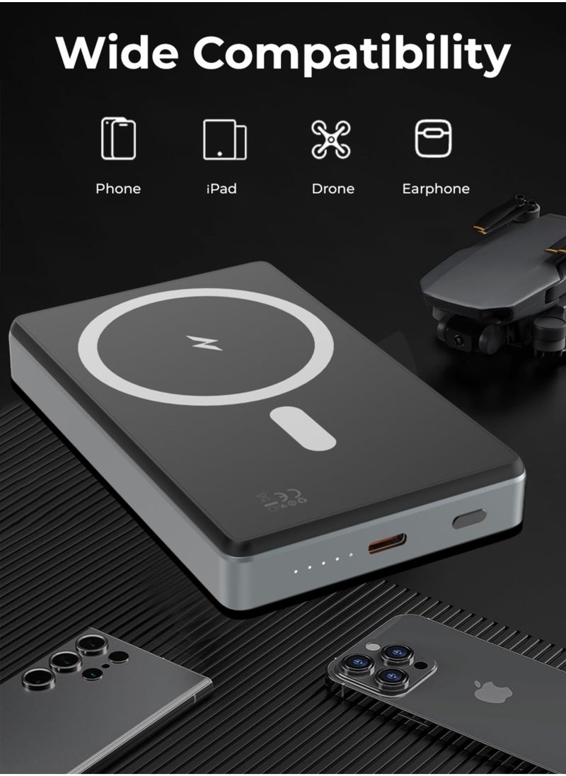 glassology - Magsafe Power Bank 10000mAh, Wireless Portable Charger 15W Magnetic, Designed for MagSafe Battery Pack, PD USB-C Fast Charging for iPhone 15/14/13/12 Series - Image 1
