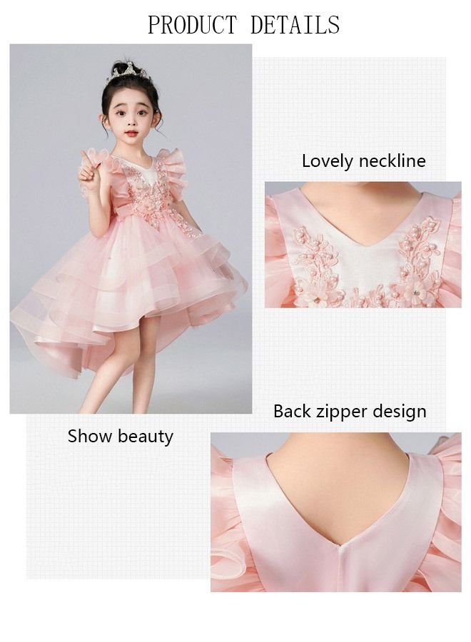 DUNISO Girls Dress Kids Short Sleeves Lace Party Dresses With Tutu Skirt Toddler Princess Birthday Party Wedding Dresses  - Image 3