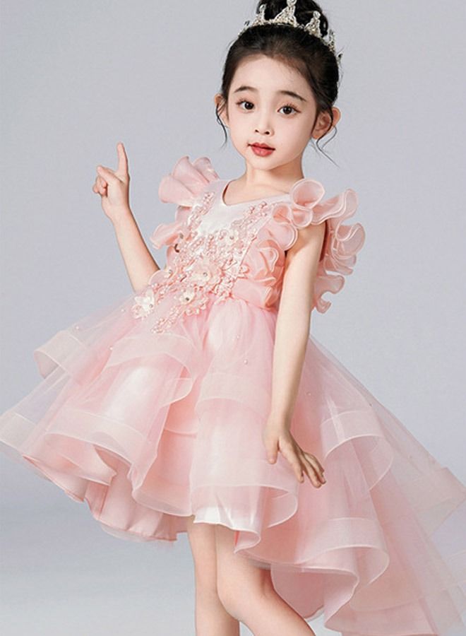 DUNISO Girls Dress Kids Short Sleeves Lace Party Dresses With Tutu Skirt Toddler Princess Birthday Party Wedding Dresses  - Image 5