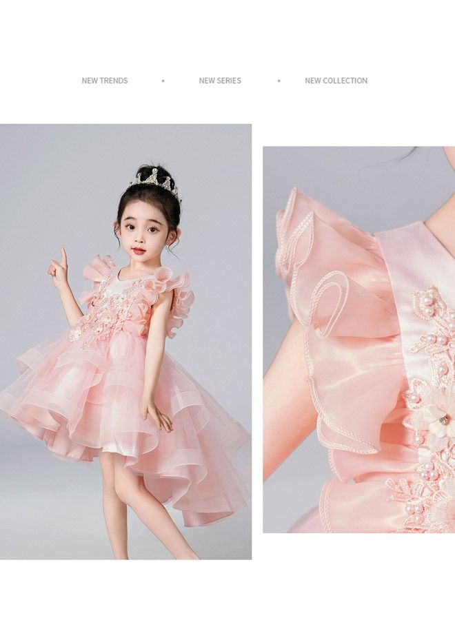 DUNISO Girls Dress Kids Short Sleeves Lace Party Dresses With Tutu Skirt Toddler Princess Birthday Party Wedding Dresses  - Image 4