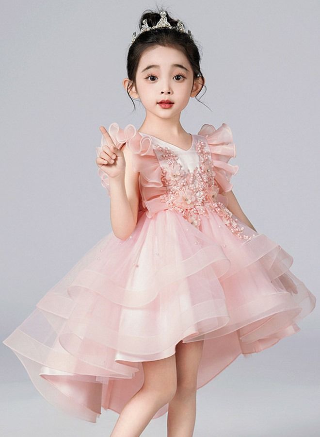 DUNISO Girls Dress Kids Short Sleeves Lace Party Dresses With Tutu Skirt Toddler Princess Birthday Party Wedding Dresses  - Image 2