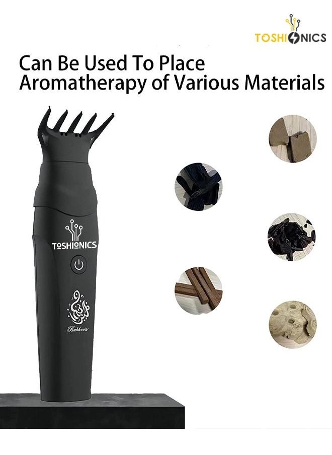 Toshionics Portable Handheld Arabian Rechargeable Electronic Hair Bukhoor Aromatherapy Incense Burner Machine Electric Aroma Diffuser with Type C USB Charger for Home Offices and Car  - Image 2
