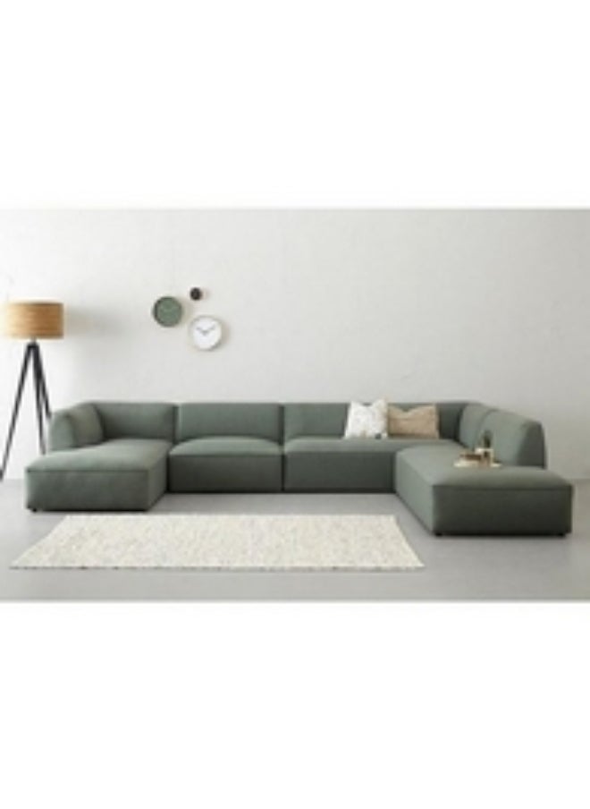 Homzmart - MDF and Linen L-Shape Sofa  - Green - Image 1