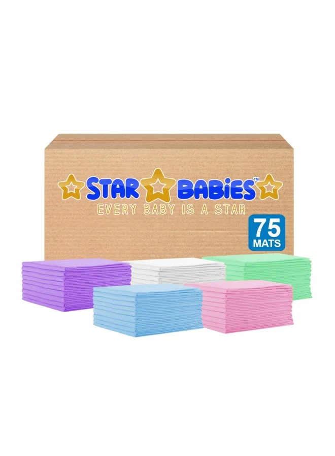 ستار بيبيز Star Baby - حصير تغيير يمكن التخلص منه (45 × 60 سم) كبير، عبوة من 75 قطعة