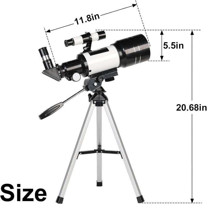 ToyerBee Telescope for Adults & Kids, 70mm Aperture Refractor (15X-150X) Portable Travel Telescope with Phone Adapter & Wireless Remote, Astronomy Beginners Gifts, Black - Image 5