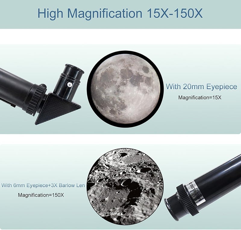 ToyerBee Telescope for Adults & Kids, 70mm Aperture Refractor (15X-150X) Portable Travel Telescope with Phone Adapter & Wireless Remote, Astronomy Beginners Gifts, Black - Image 3