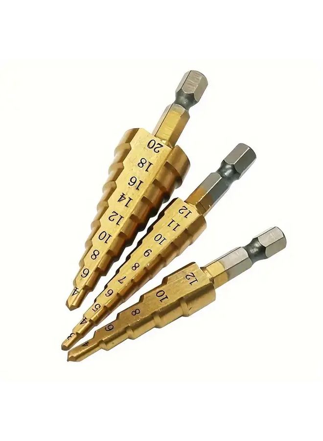 Titanium Coated High Speed Steel Step Drill Set Metal Construction Spiral Flutes - Image 2