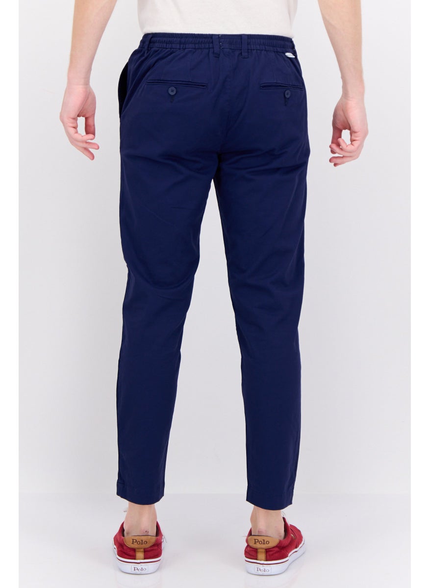 Gazzarrini Men Regular Fit Plain Chino Pants, Blue  - Image 2