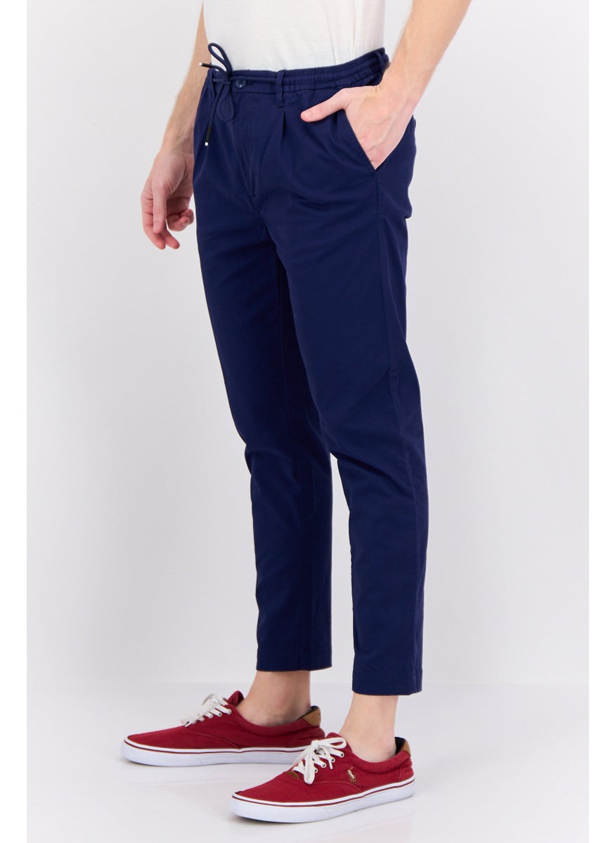 Gazzarrini Men Regular Fit Plain Chino Pants, Blue  - Image 3