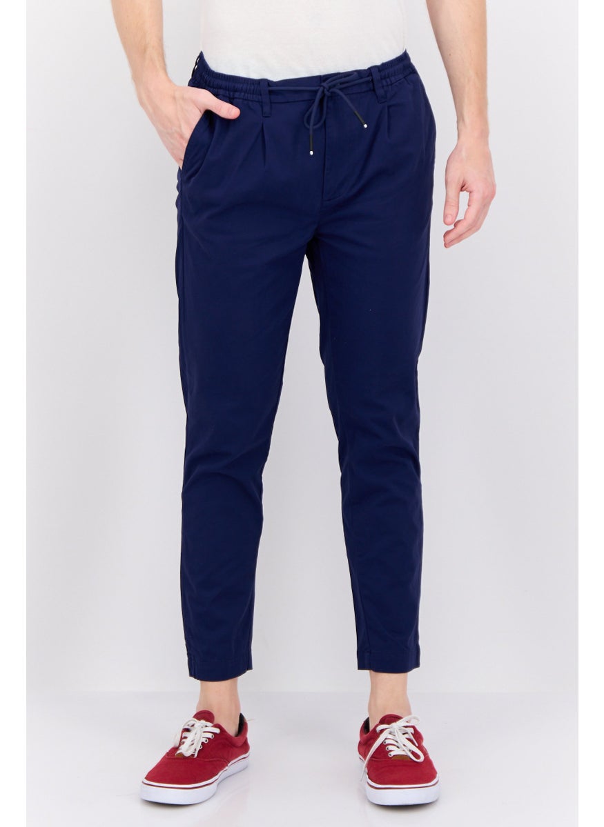 Gazzarrini Men Regular Fit Plain Chino Pants, Blue  - Image 1