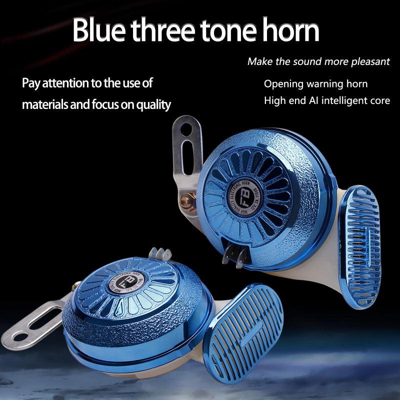 FARBIN بوق سيارة فاربين فائق الصوت بوق متغير الصوت 3 أصوات بوق قطار 130db نغمة عالية منخفضة شاحنات قارب قطار دراجة نارية مع مجموعة أسلاك 12V (أزرق) - Image 4