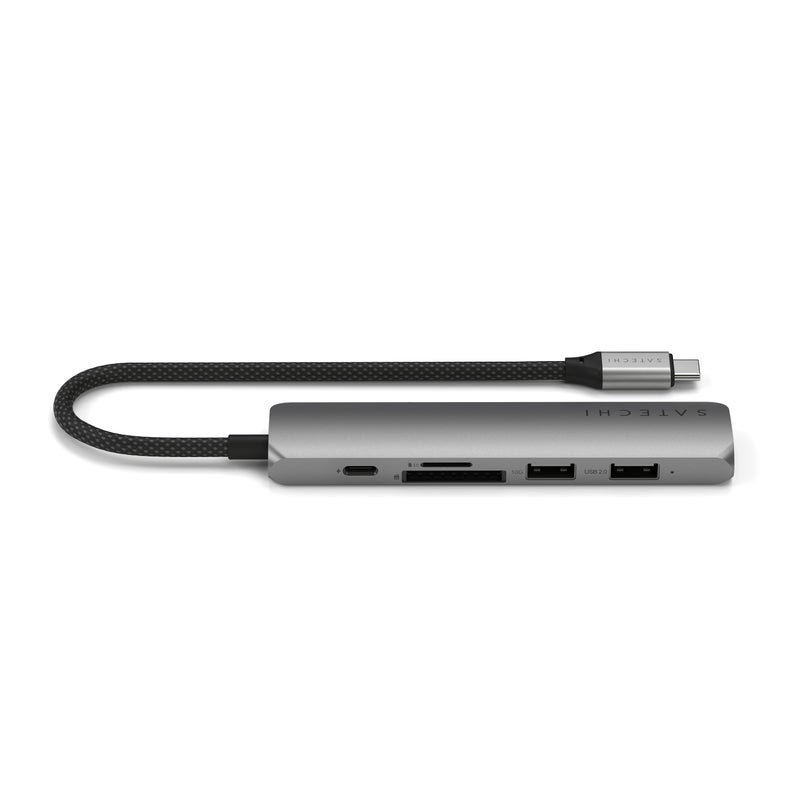 SATECHI 6-in-1 USB-C Slim Multiport Adapter | 4K HDMI, 75W USB-C PD Pass-thru Charge, 1x USB-A 3.2 Gen, 1x USB-A 2.0, Card Readers Port, for iPhone 16/15, iPads, MacBooks, PCs - Space Grey Space Grey - Image 3