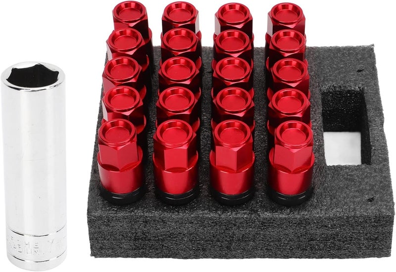 20 قطعة من مسامير تثبيت عجلات مصنوعة من سبيكة الفولاذ والألومنيوم بمقاس M14x1.25 ومقعد مخروطي، للاستخدام في السيارات (لون أحمر) - Image 5