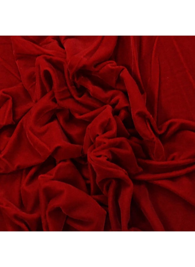 JewelOnPalette Red Velvet Fabric – Luxury 4-Way Stretch Velvet Fabric by the Yard – Soft, Smooth & Elegant Material | 56" Wide - Image 2