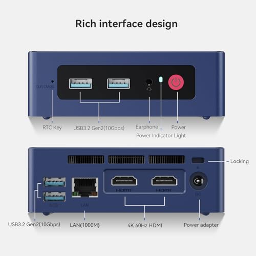 Beelink EQ12 Mini PC with N100 Processor, 16G DDR5 500G SSD Mini Desktop PC, WiFi6, BT5.2, Triple Display Dual HDMI/Type-c, Dual Ethernet LAN Business Mini Computer - Image 3