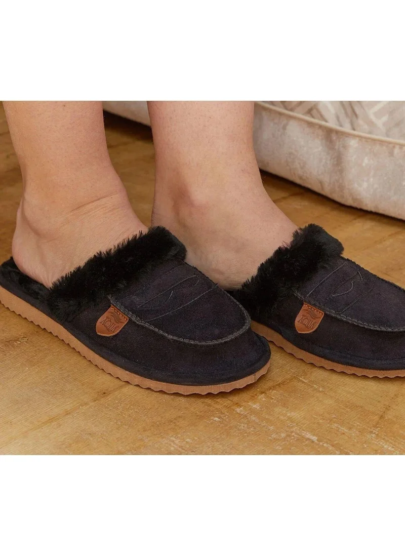 Cossy By Aqua 28 Women's Furry Home Slippers-Black