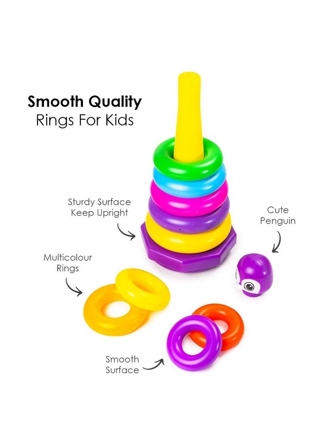 راتاناز لعبة تعليمية متعددة الألوان من Ratna's Penguin Stacking Rings، مكونة من 9 حلقات، للأطفال من سن سنة فما فوق - Image 4