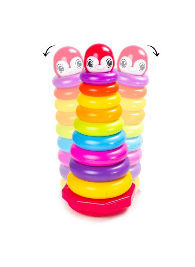 راتاناز لعبة تعليمية متعددة الألوان من Ratna's Penguin Stacking Rings، مكونة من 9 حلقات، للأطفال من سن سنة فما فوق - Image 3