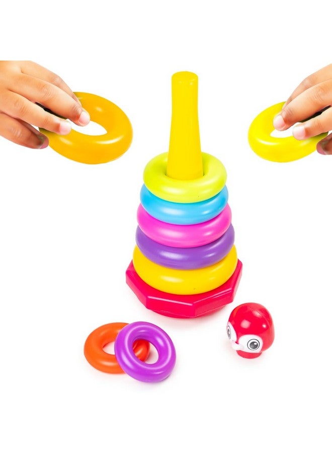 راتاناز لعبة تعليمية متعددة الألوان من Ratna's Penguin Stacking Rings، مكونة من 9 حلقات، للأطفال من سن سنة فما فوق - Image 1