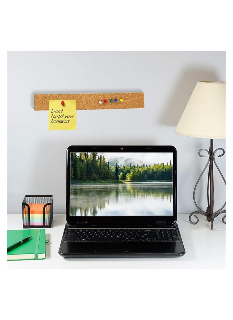 RATSAW Cork Board Strips 6 Pack Self Adhesive Cork Board Board Strips for Walls Self Adhesive Board Bar Strips Bulletin Board with 50 Push Pins for Paste Notes Photos Schedules  - Image 5