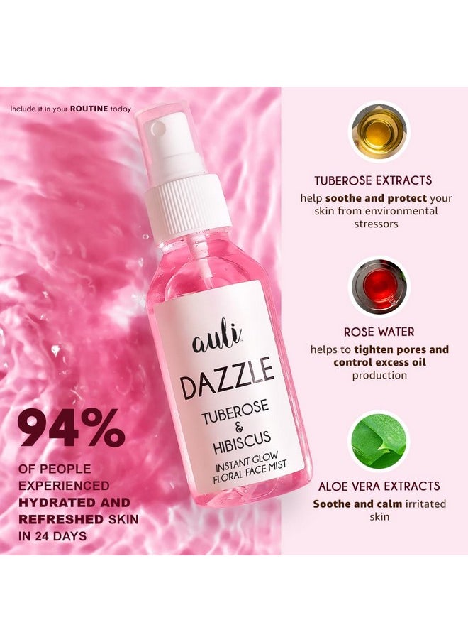 AULI LIFESTYLE - Tuberose&Hibiscus Instant Floral Face Mist&Toner|Toner For Glowing Skin|Minimize Pores,Skin Tightening,Controls Oils|Alcohol-Free|All Skin Types|Ayurvedic|Dazzle-120Ml - Image 1