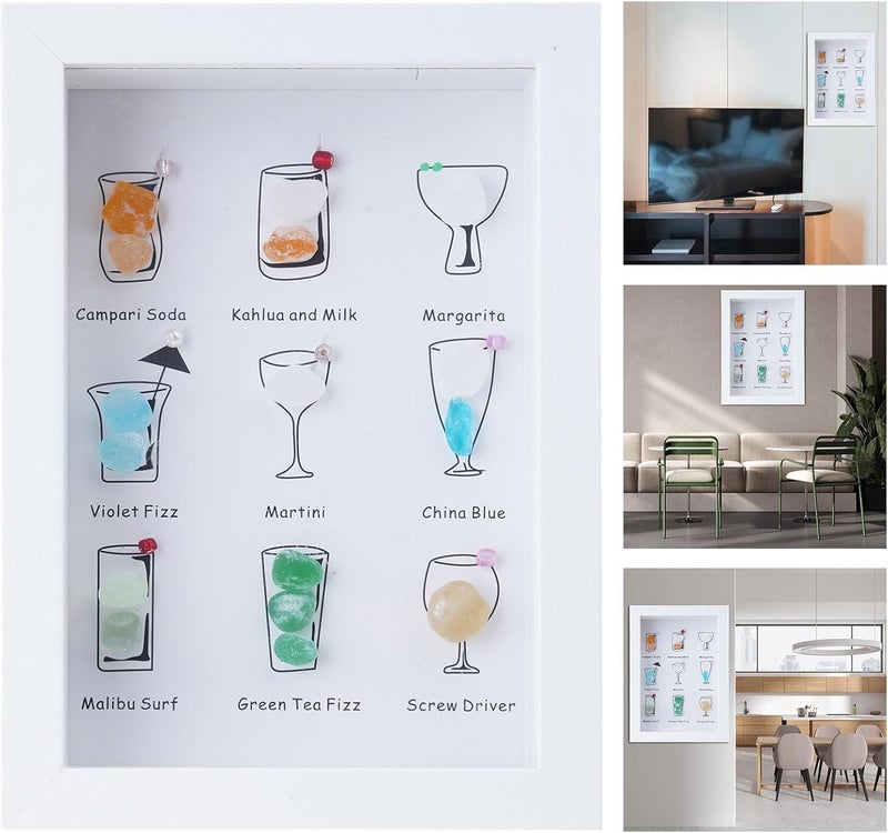 ordinarYone Coastal Cocktails Artwork Framed Wall Decors Colorful Wall Art Frame For Club Or Home Decoration - Image 2