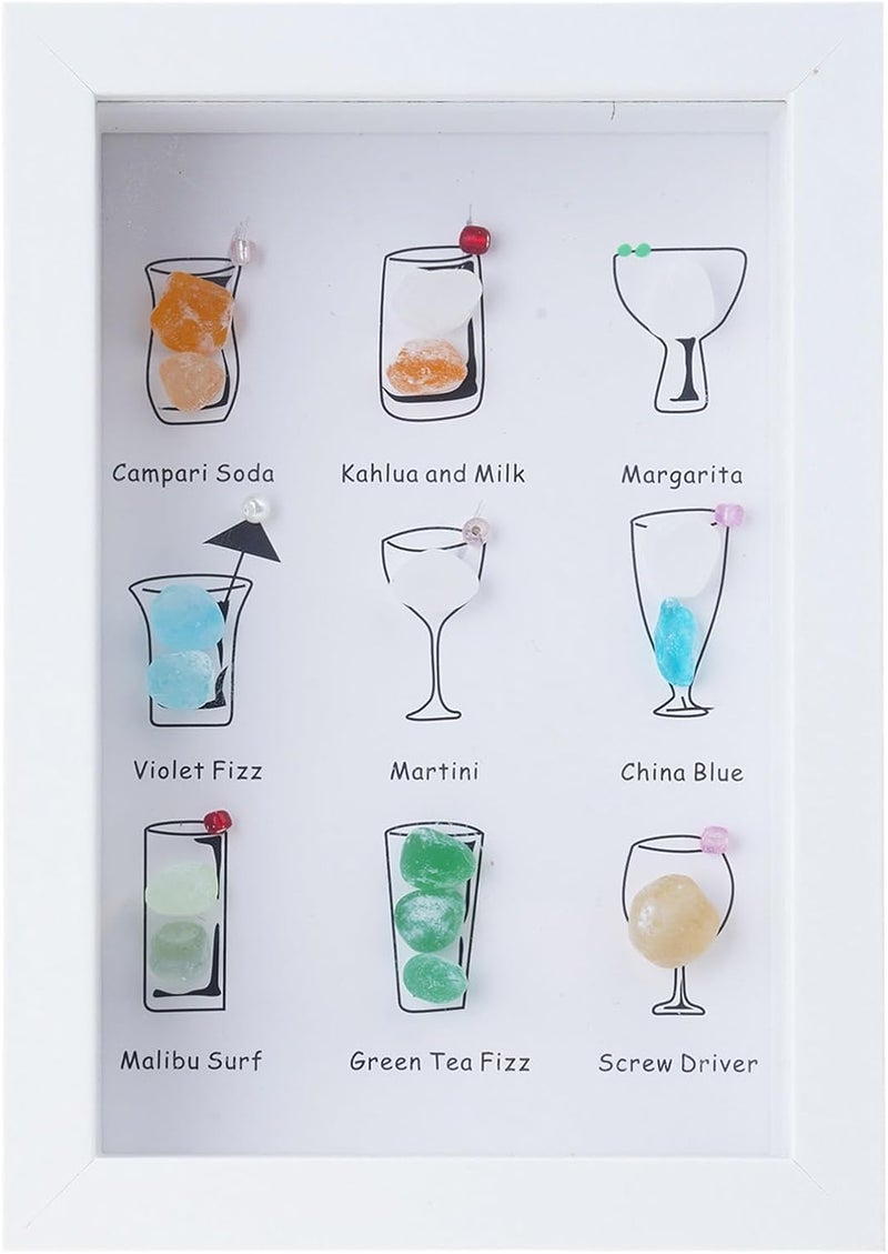 ordinarYone Coastal Cocktails Artwork Framed Wall Decors Colorful Wall Art Frame For Club Or Home Decoration - Image 1