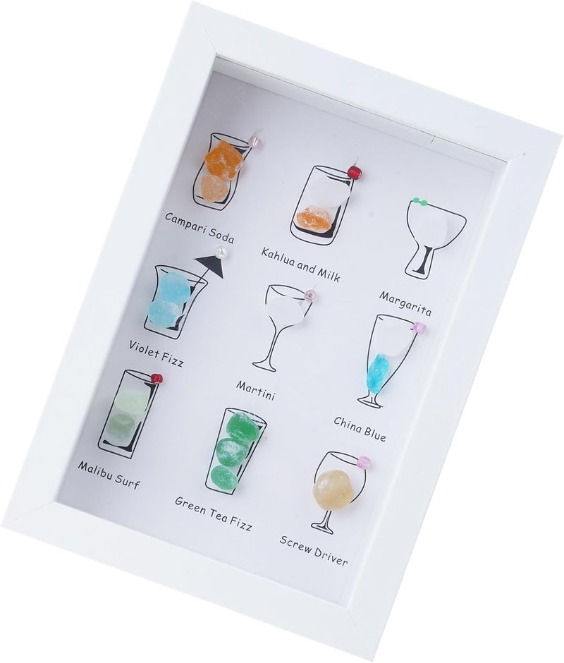 ordinarYone Coastal Cocktails Artwork Framed Wall Decors Colorful Wall Art Frame For Club Or Home Decoration - Image 3