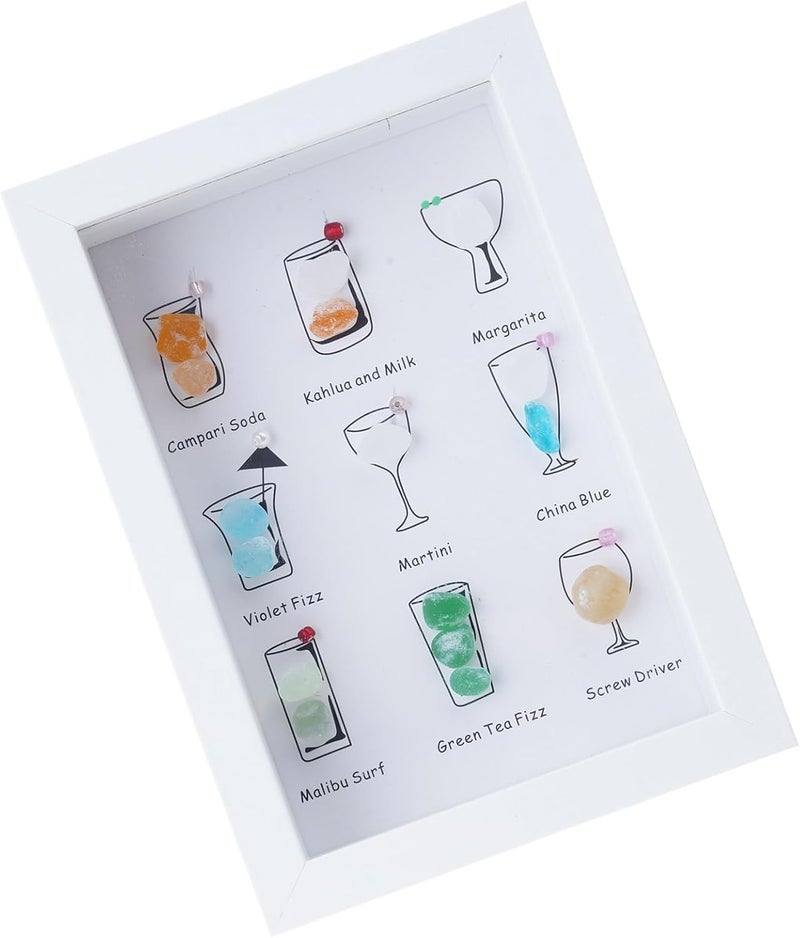 ordinarYone Coastal Cocktails Artwork Framed Wall Decors Colorful Wall Art Frame For Club Or Home Decoration - Image 5