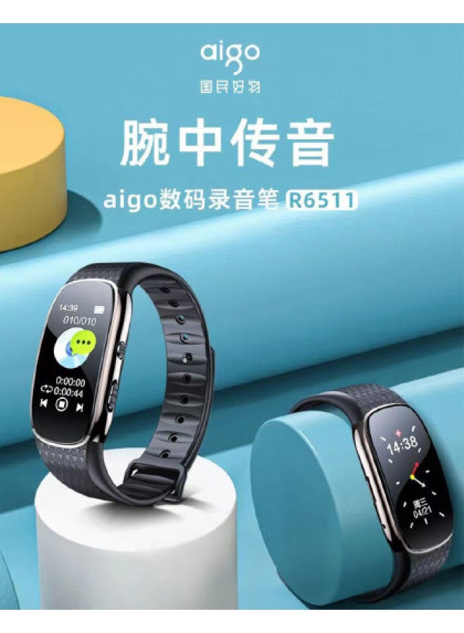 aigo مسجل صوت بأسلوب سوار المعصم، تسجيل بضغطة واحدة، تسجيل عالي الدقة مع تقليل الضوضاء، للدراسة، المقابلات، والاجتماعات - Image 1