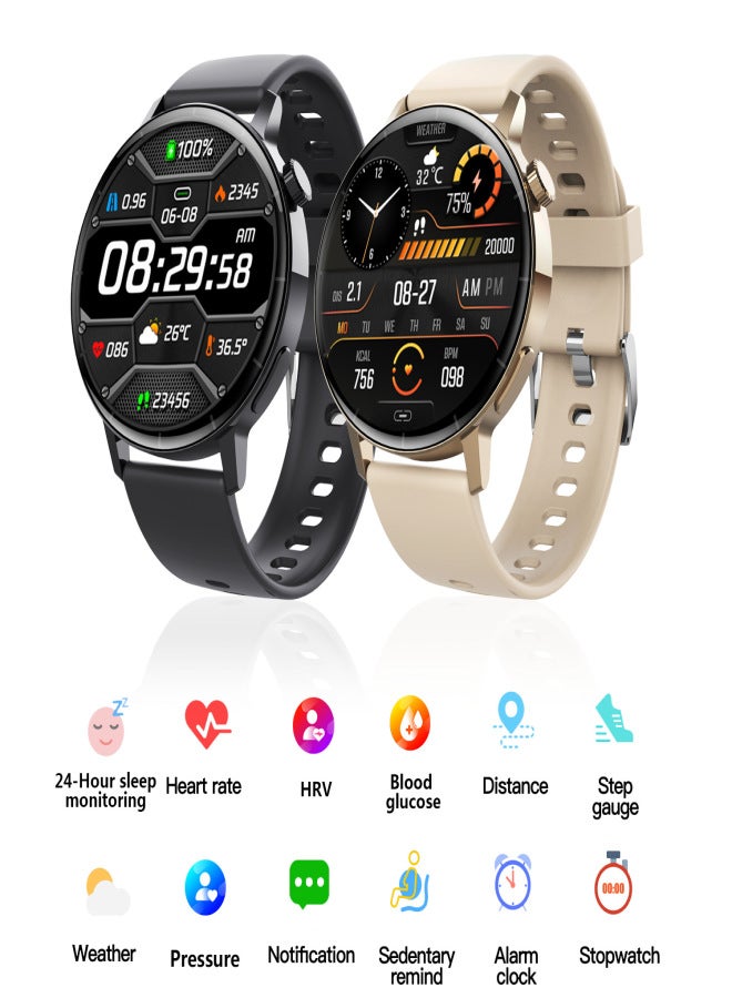 New F67S pressure monitoring HRV heart health sleep oximeter non-invasive blood glucose meter smart watch black silicone english - Image 5