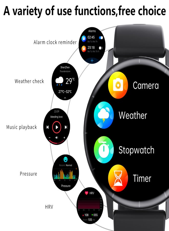 New F67S pressure monitoring HRV heart health sleep oximeter non-invasive blood glucose meter smart watch black silicone english - Image 2