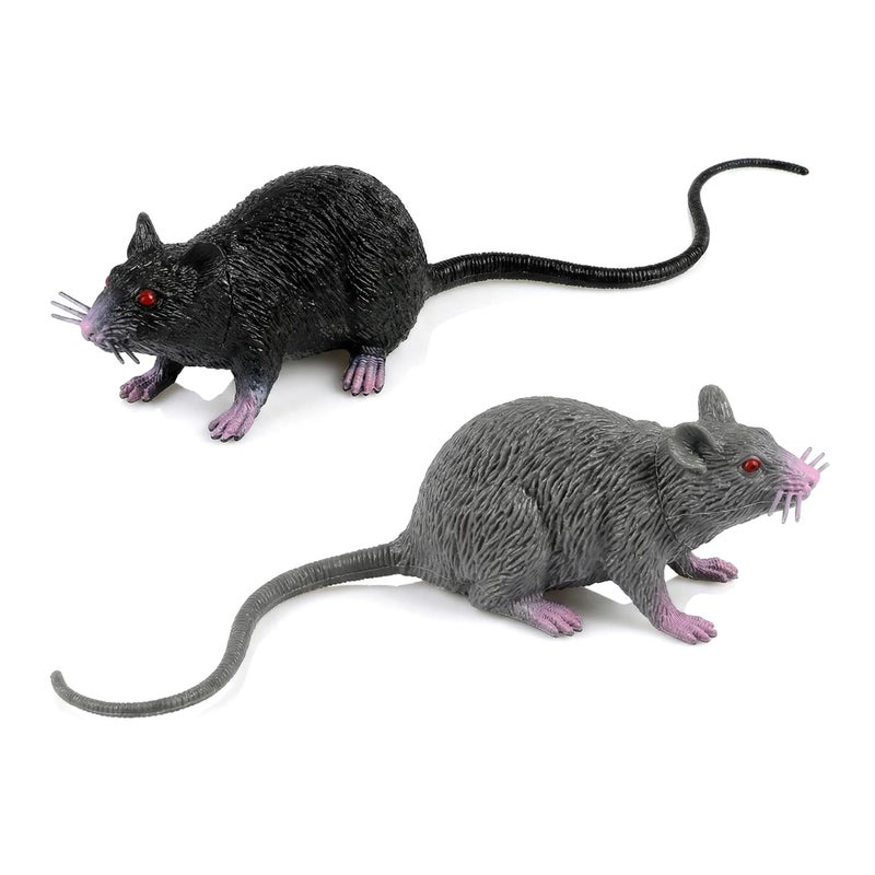 jarbins Fake Rat 2pcs Halloween Toys Fake Mouse Prank Toy Realistic Spooky Rat Prank Toy Creepy Plastic Rat Joke Toys for Halloween Party Favors - Image 3
