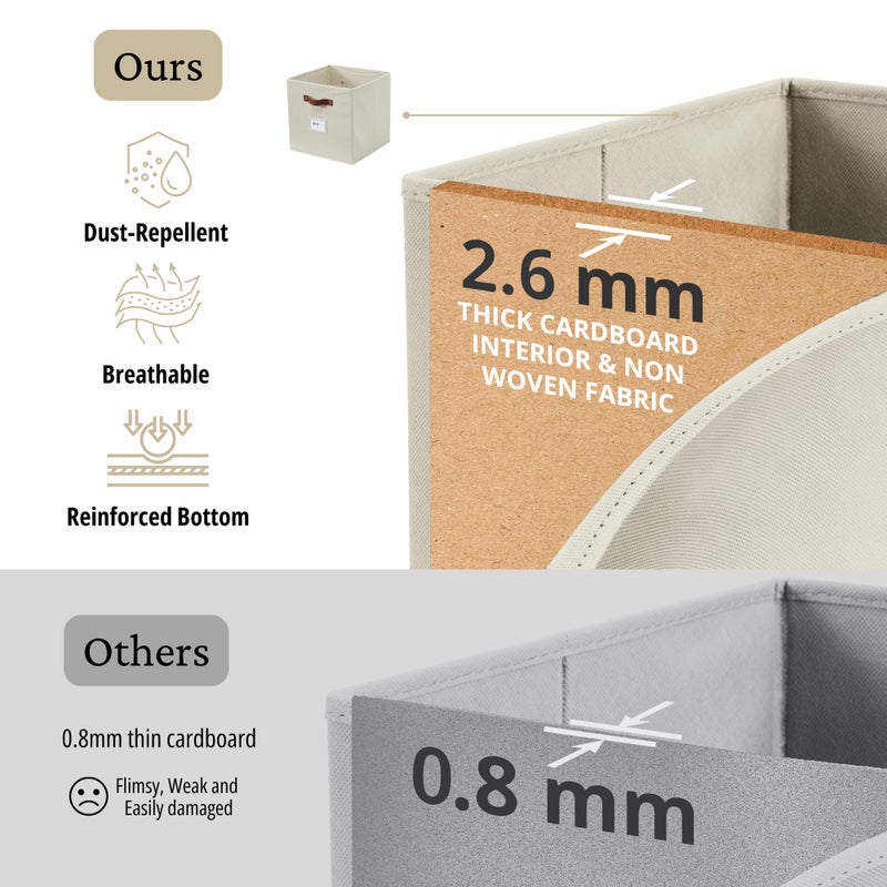DECOMOMO Storage Bins, Cube Storage Bin with Labels, Fabric Storage Cubes for Shelves (10.5" x 11" / 2pcs, Beige) - Image 5