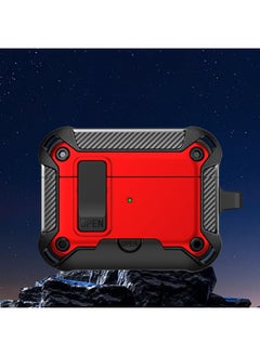 Airpods4 Protective Case Anti-drop Suitable For Apple Earphone Case AirpodsPro2 Generation Earphone Case Lock Buckle Bracket-Color:Red-Applicable Models:Airpods 1/2 Generation