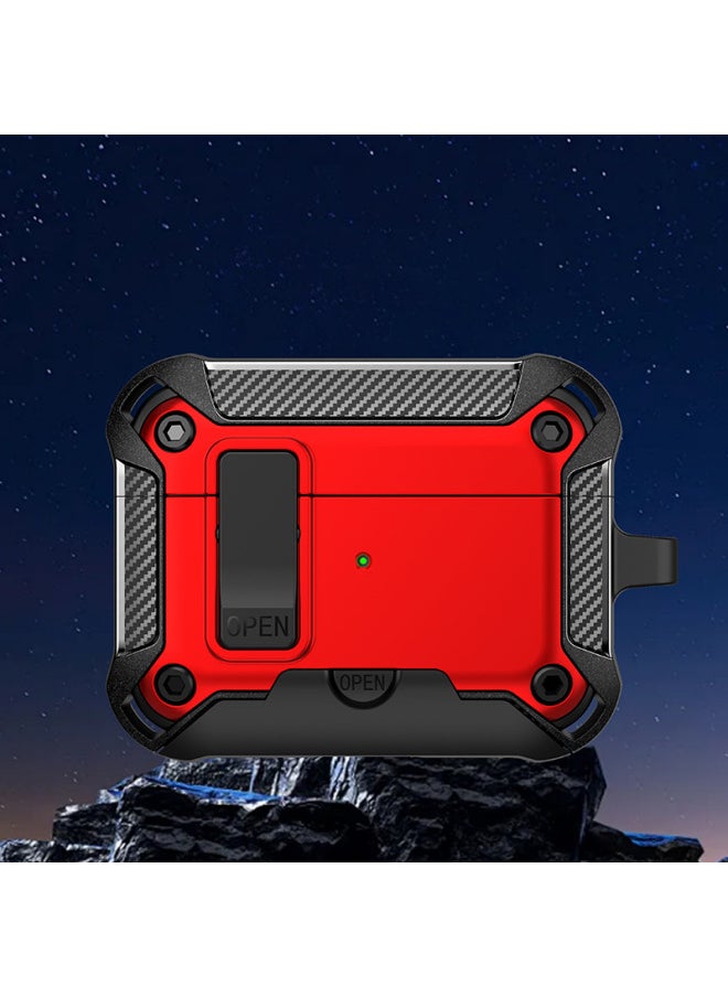 Generic - Airpods4 Protective Case Anti-drop Suitable For Apple Earphone Case AirpodsPro2 Generation Earphone Case Lock Buckle Bracket-Color:Red-Applicable Models:Airpods 1/2 Generation - Image 1