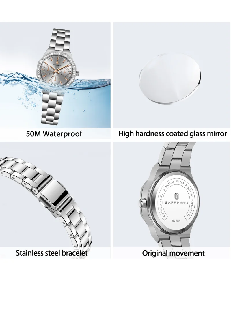 Sapphero  SAPPHERO Watches for Women Luxury Ladies Watches Women's Bracelet Watch Small Stainless Steel Analog 3ATM Waterproof Wrist Watch for Women for Women | Best Price UAE