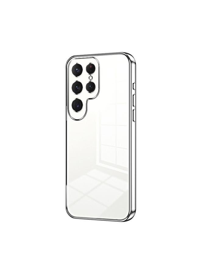 S-TOP Case For Samsung Galaxy S24 Ultra 5G Transparent Plating Fine Hole Phone Case - Image 1