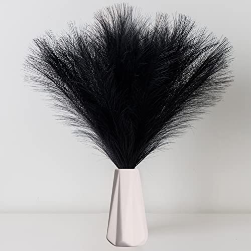 EVODIS EVODIS Faux Pampas Grass 1845cm Artificial Pampas Grass Fluffy 6 Stem pompous Grass Flower Arrangement and Vase Filler for Boho Home Wedding Decoration Black 