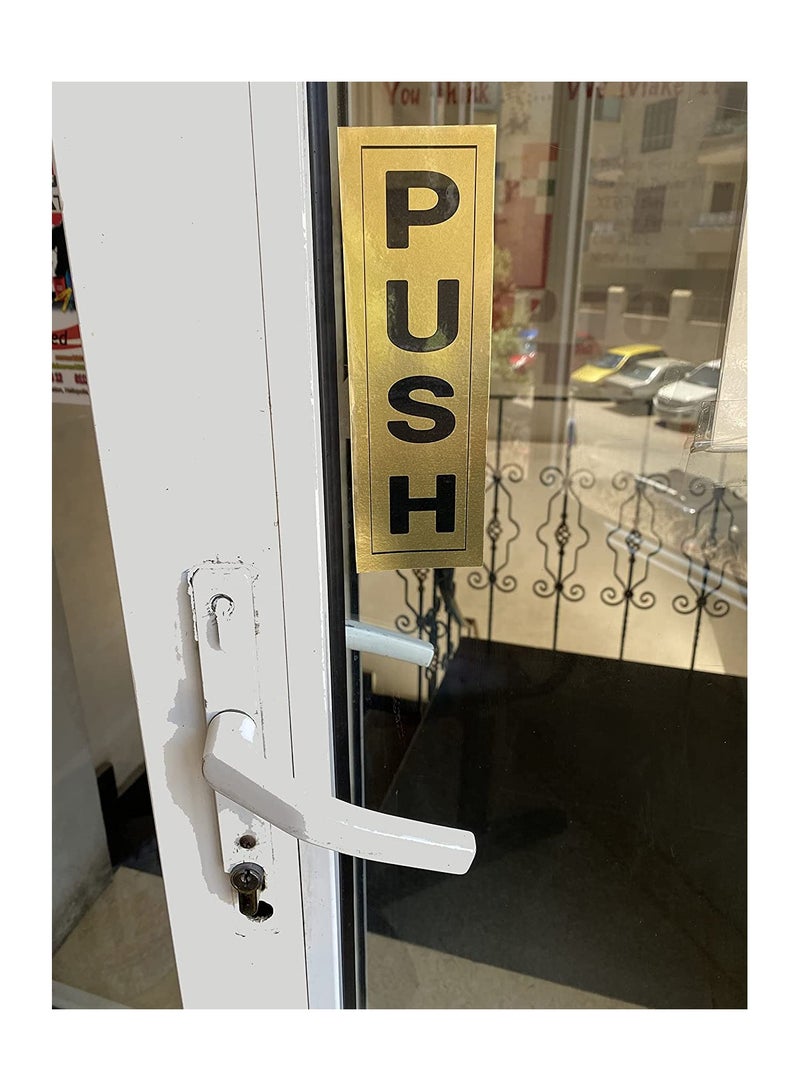 UP TO DATE A golden adhesive guide sign for the glass door with the phrase Pull the door and push the door - Image 2